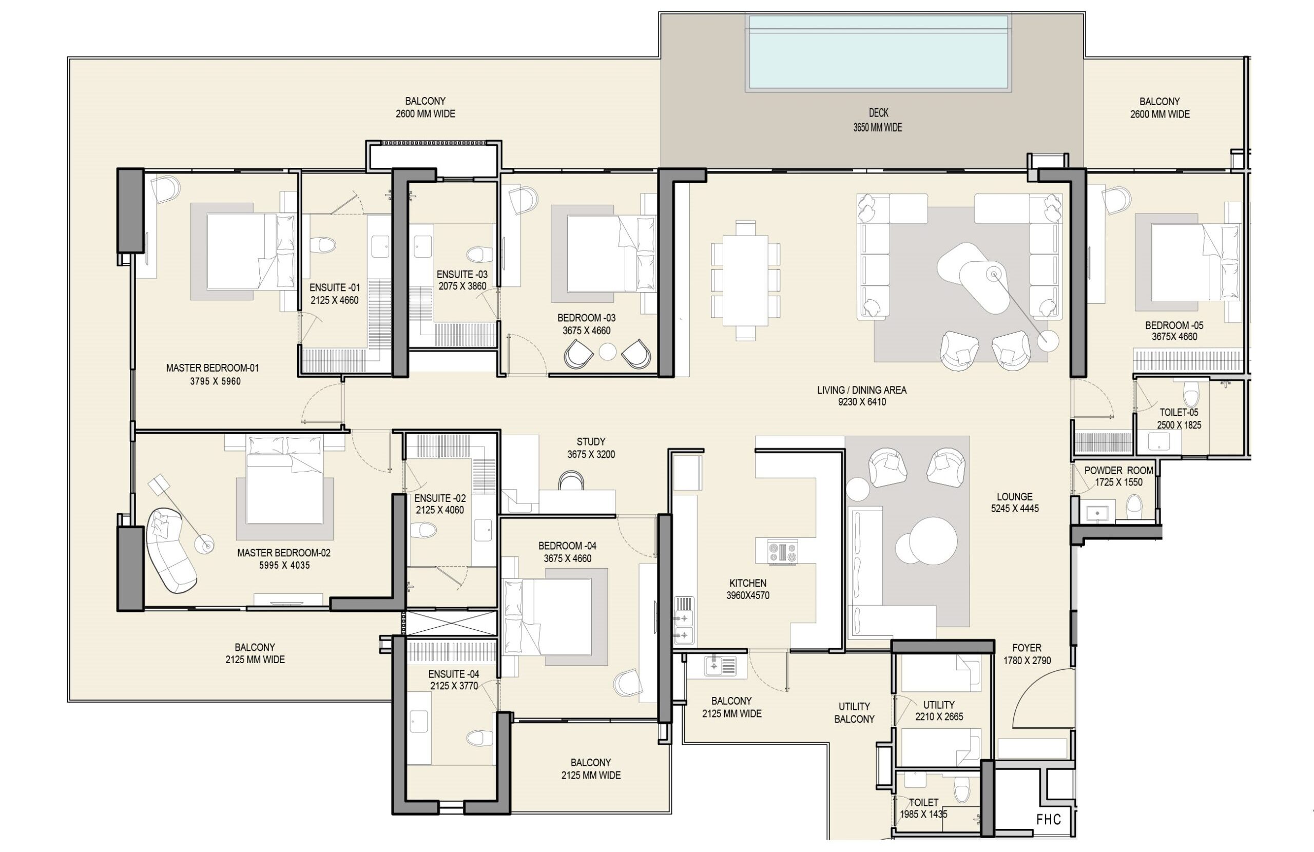 M3M The Cullinan 5 BHK 5935 Sq. Ft. Layout