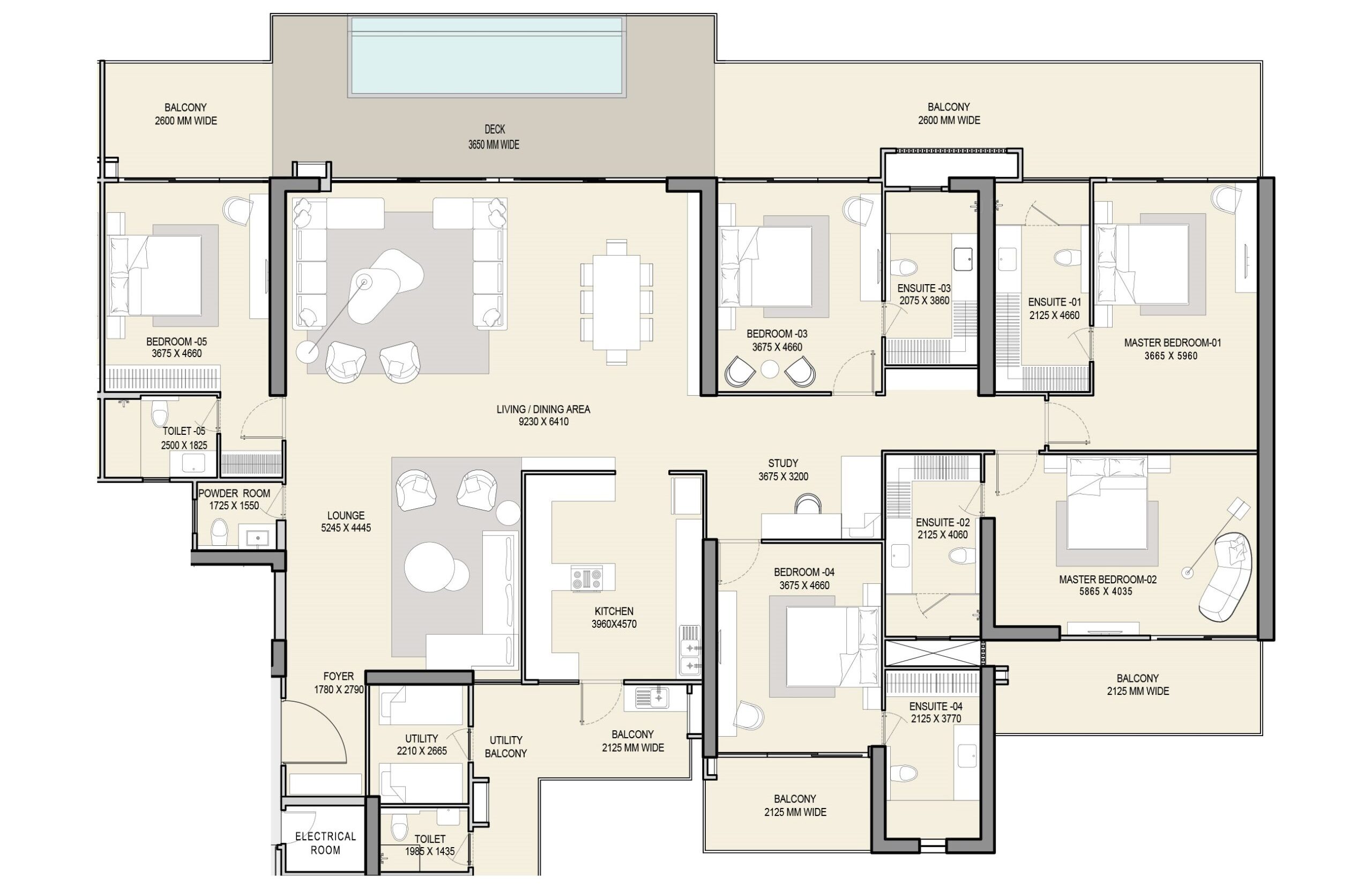 M3M The Cullinan 5 BHK 6220 Sq. Ft. Layout