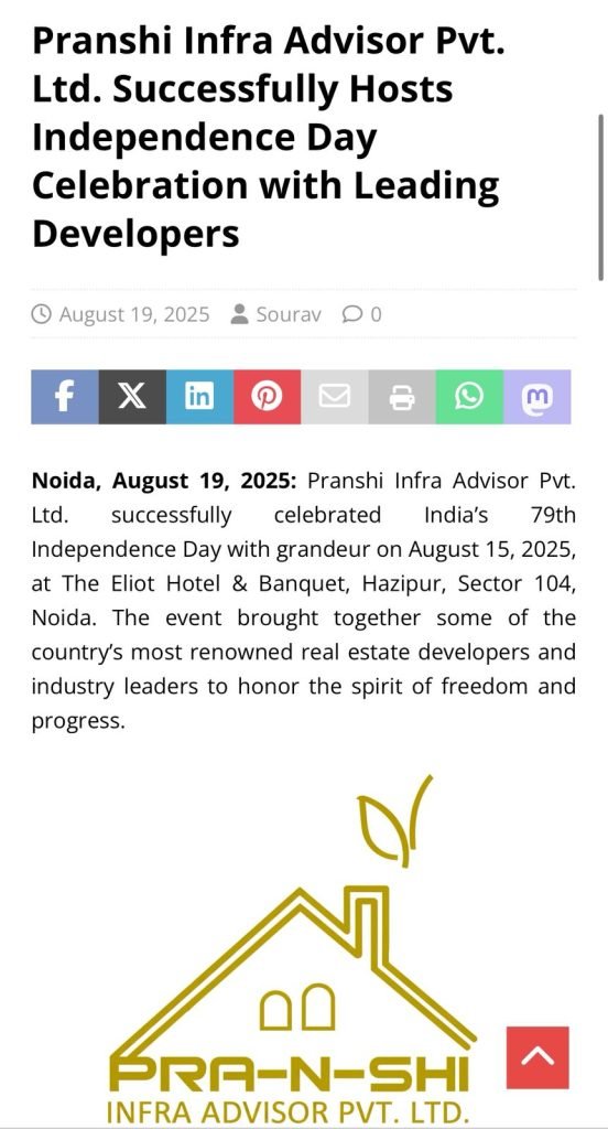 Pranshi Iinfra advisor pvt. ltd celebration news paper